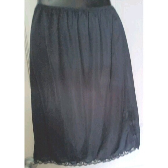 French Maid Boutique Half Slip Skirt Size Large Black Lace Trim Women's Vintage - Picture 7 of 7